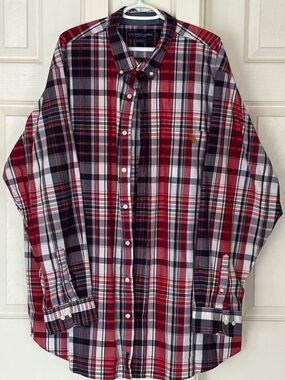 U.S. Polo Assn. Red and Navy Plaid Button-Down Shirt